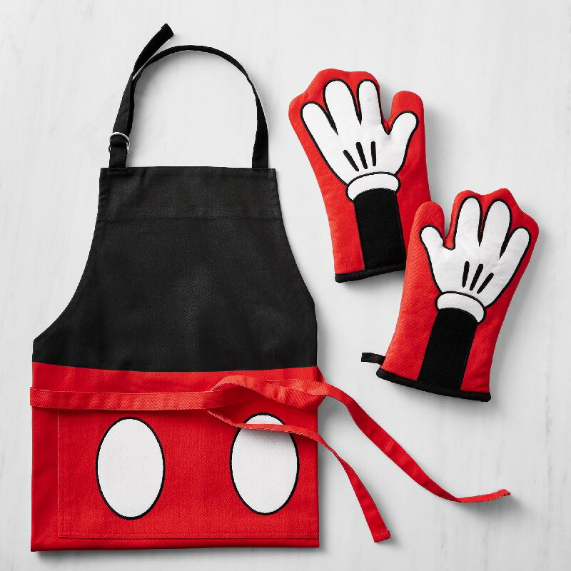 ディズニー　エプロン ウイリアムズ・ソノマ ミッキー エプロン オーブンミット ミトン Williams Sonoma Disney Mickey Adult Apron & Oven Mitt Set