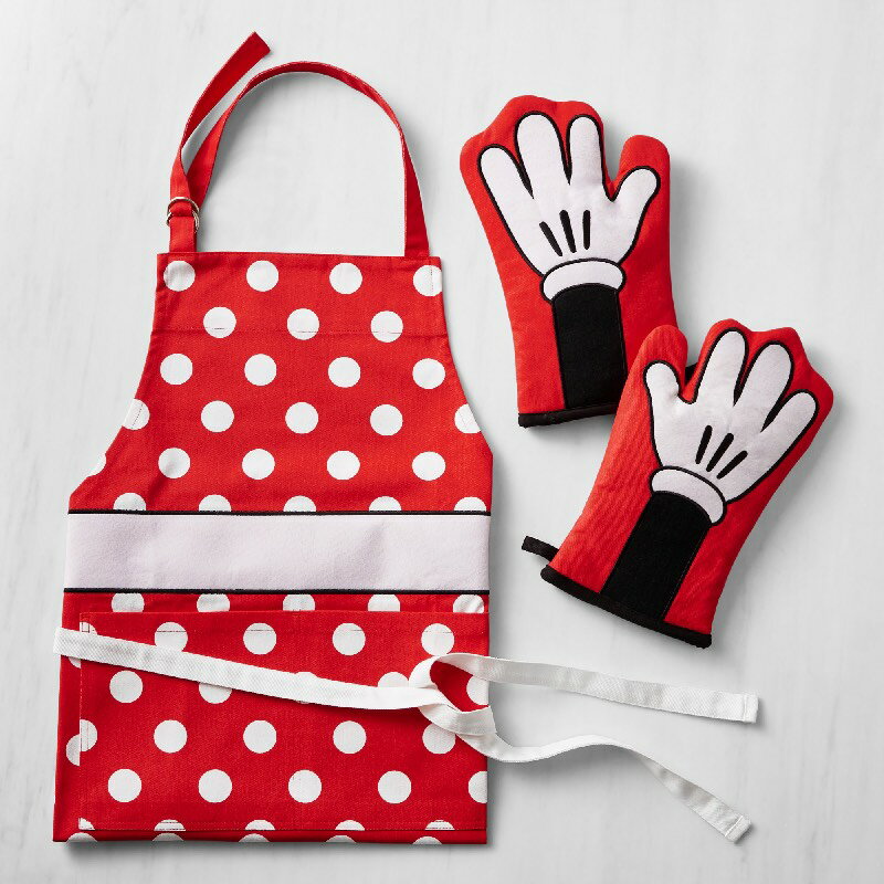 ディズニー　エプロン ウイリアムズ・ソノマ ミニー エプロン ミトン Williams Sonoma Disney Minnie Adult Apron & Oven Mitt Set