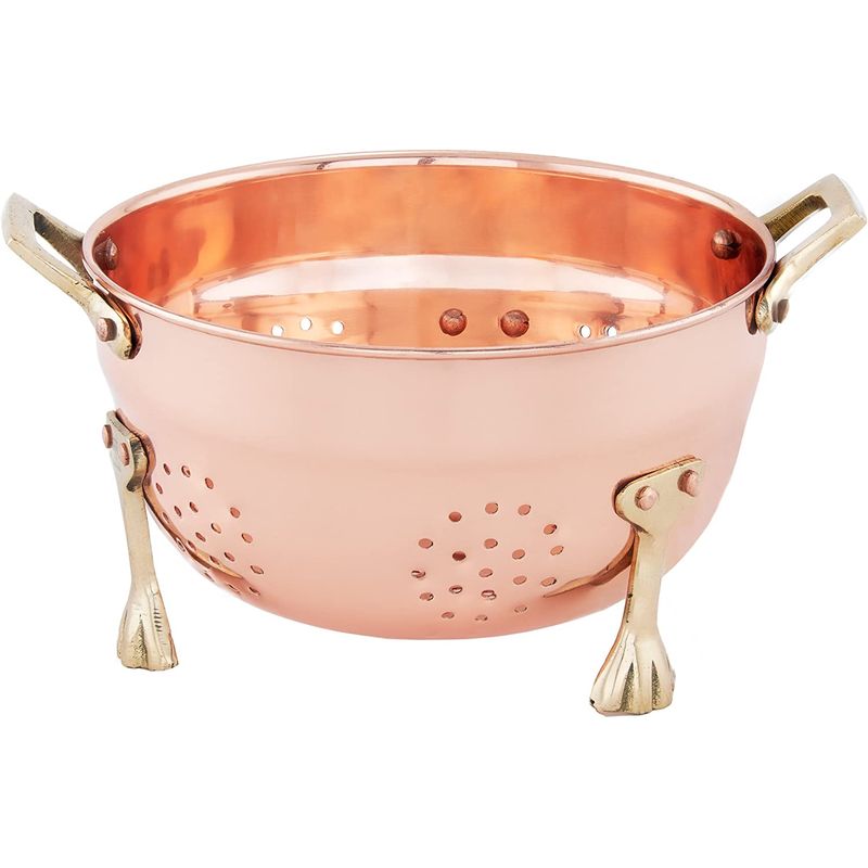 ベリー・コランダー 水切り ザル 直径15cm ステンレス 銅メッキ 真鍮ハンドル オールドダッチ OLD DUTCH 6 in. Copper Berry Colander #870