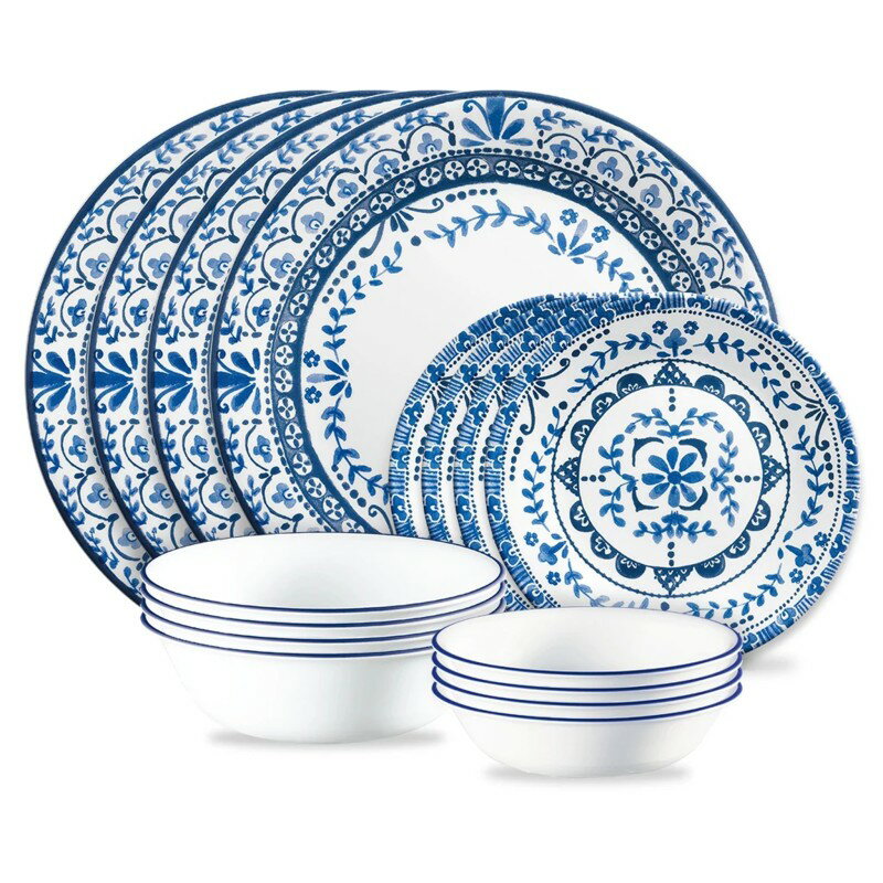 コレール 食器 ディナーウェア 4組 16点セット ポルトフィーノ アメリカ製 Corelle Portofino 16-piece Mugless Dinnerware Set, Service of 4 1