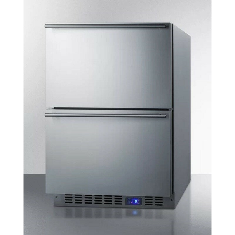 冷蔵庫 引き出し式 2段 ビルトイン ステンレス 屋内 Summit 24 Inch Refrigerator Drawers with Frost-Free Operation FF642D 家電【代引不可】