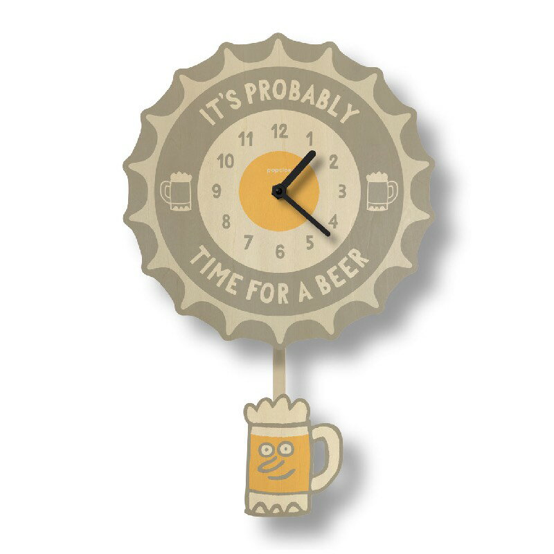 ウォールクロック ビアタイム 木製 ウッド 時計 Modern Moose beer time pendulum clock