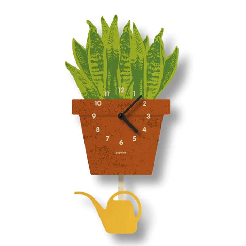 ウォールクロック 観葉植物 木製 ウッド 振り子 時計 壁掛け モダン ムース Modern Moose houseplant pendulum clock