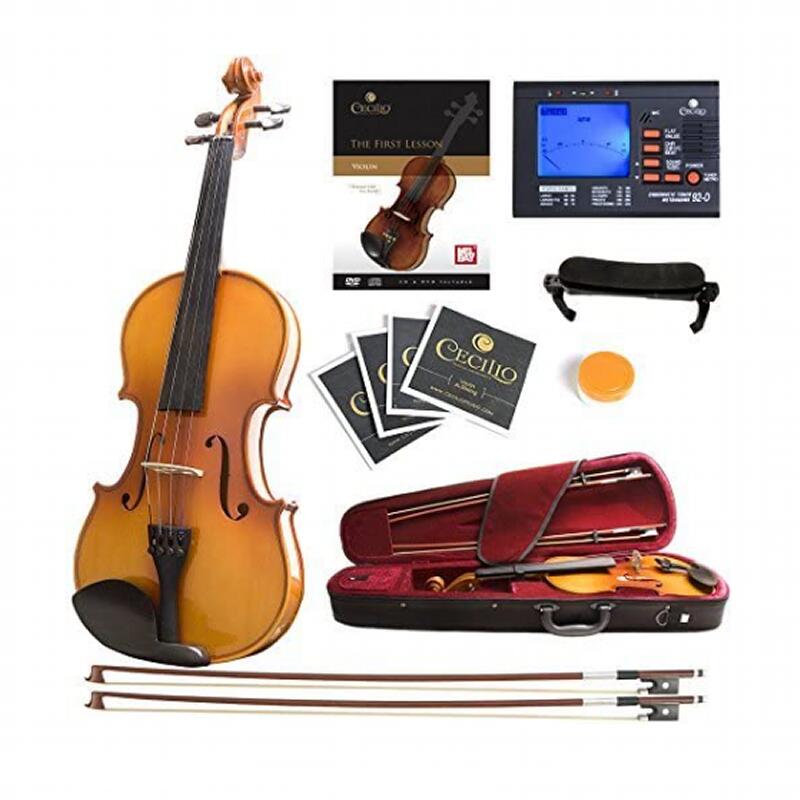 バイオリン 4/4 フルサイズ ハードケース付 Mendini Ebony Fitted Solid Wood Violin with Hard Case - Size 4/4, (Full Size)