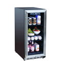 冷蔵庫 屋外 90L ステンレス ガラスドア ハンドルあり ブルー LED照明 幅60cm 高さ88cm American Made Grills 15" Outdoor Rated Fridge with Glass Door SSRFR-15G