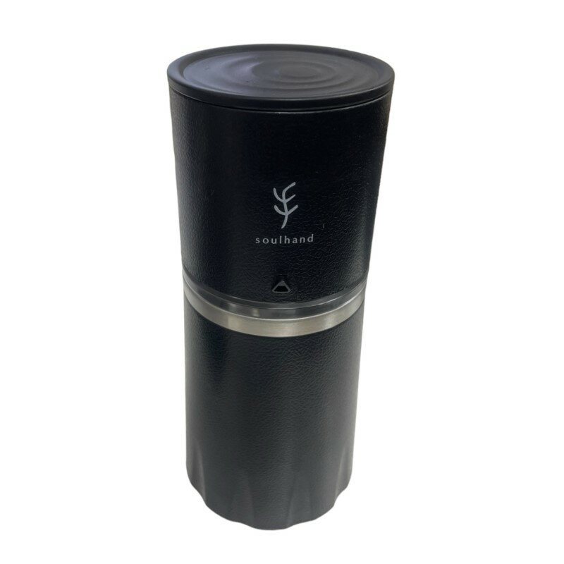 【中古】手動 コーヒーミル＆メーカー 豆挽き付 コーヒーメーカー ブラック ケース付 Soulhand Portable Coffee Grinder Set,Manual Coffee Grinder with Adjustable Ceramic Burr and Foldable Hand Crank, All -in-One Coffee Maker (with Storage bag -Black）