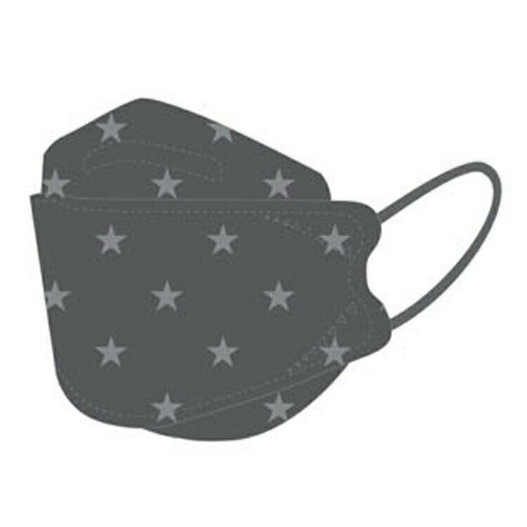 ブラック 3D立体マスク KIDSサイズ 不織布 子供用 キッズ カラー平ゴム ノーズワイヤー入り 4層構造 10枚入り 761098