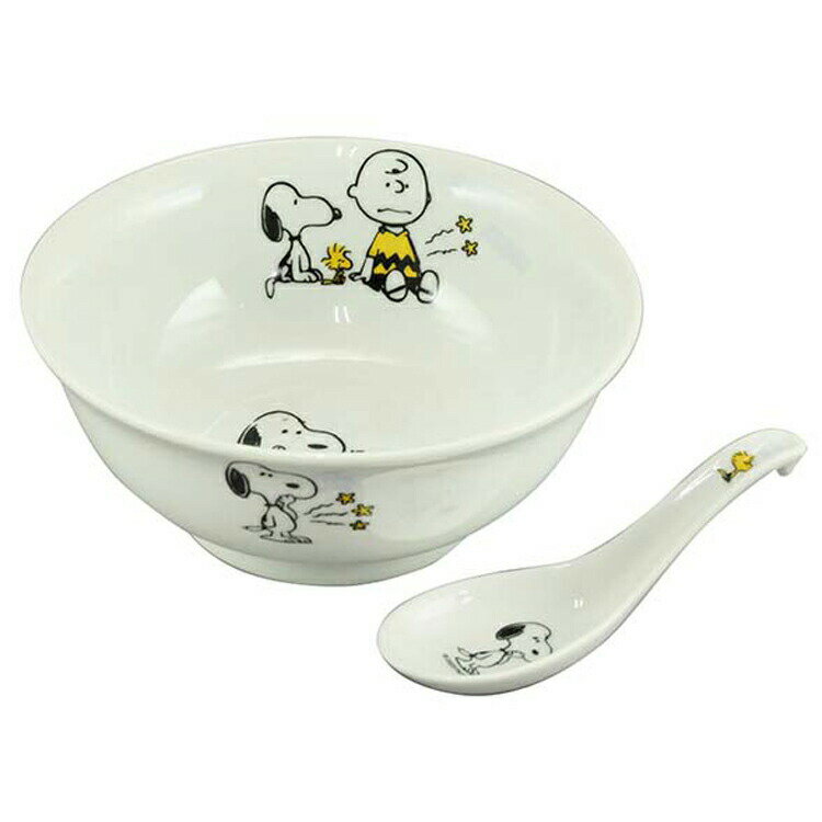 スヌーピー レンゲ付ラーメンどんぶり リング 中華シリーズ ピーナッツ 食器 かわいい ギフト 磁器 れんげ 丼ぶり 219324のサムネイル