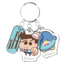 クレヨンしんちゃん×サンリオキャラクターズ 3連アクリルキーホルダー 風間くん×タキシードサム 723457 アクキー チャーム ダイカット 水色(4)