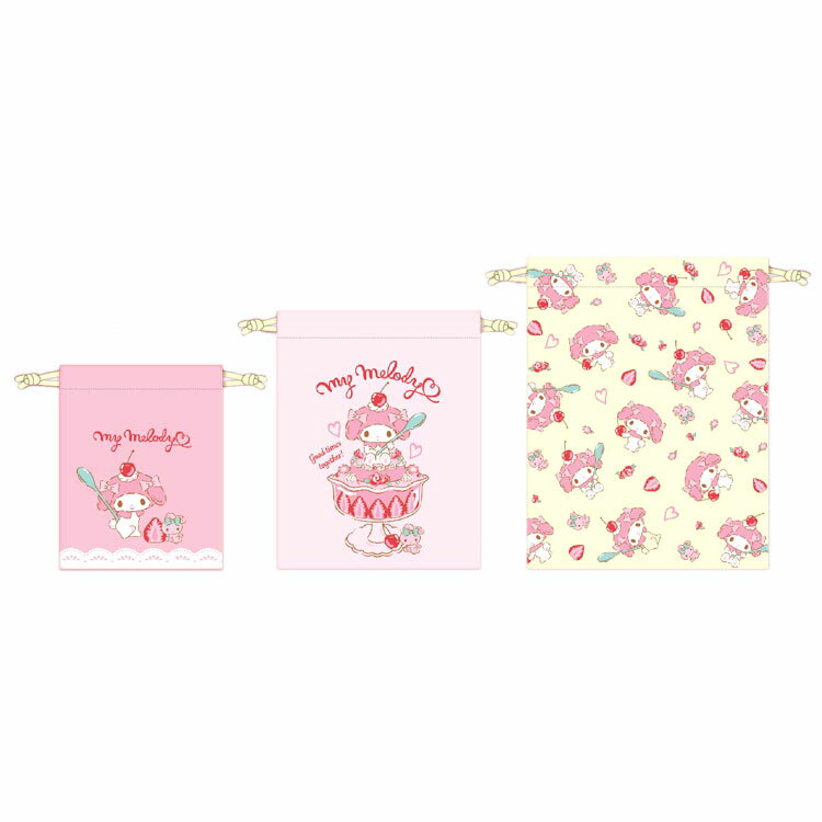 マイメロディ 3P巾着 047293 たべもののサムネイル