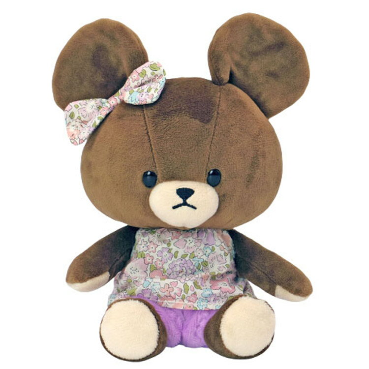 Bear - くまのがっこう やわらかビーンドール リバティ 紫ズボン 186157 ぬいぐるみ 人形 花柄