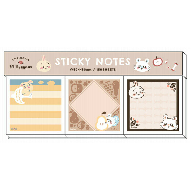 ちいかわ 付箋メモパッドカラー ベージュ ナガノ LINEスタンプ CHIIKAWA hygge ヒュッゲ ふせん フセン 3柄 150枚 735818のサムネイル
