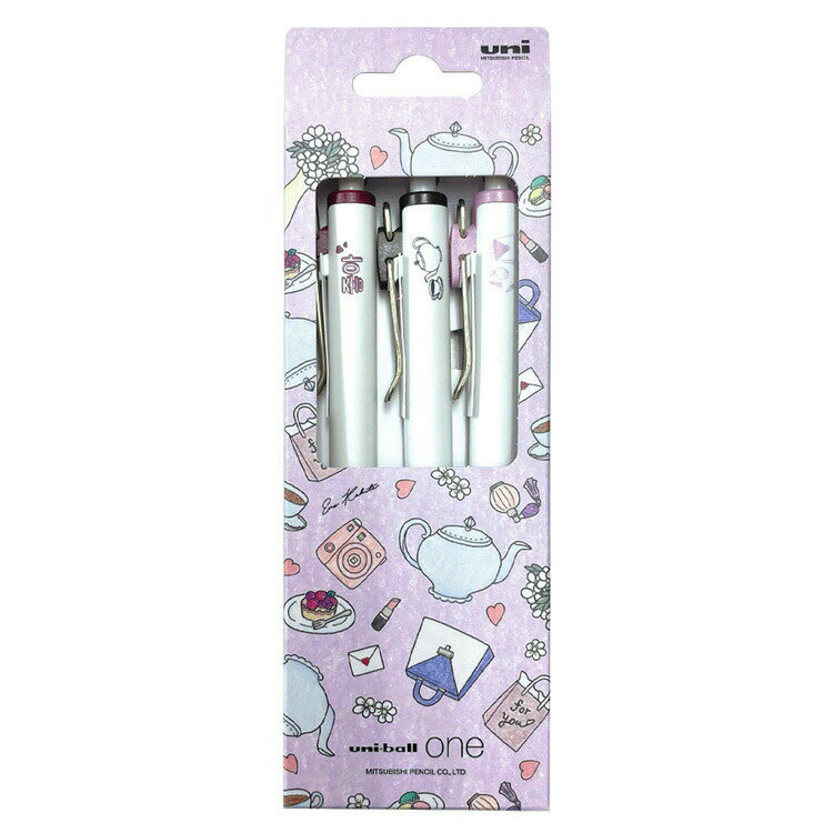 ユニボールワン UMN-S-38DB ノック式ゲルインクボールペン0.38mm 3colors Bラベンダー