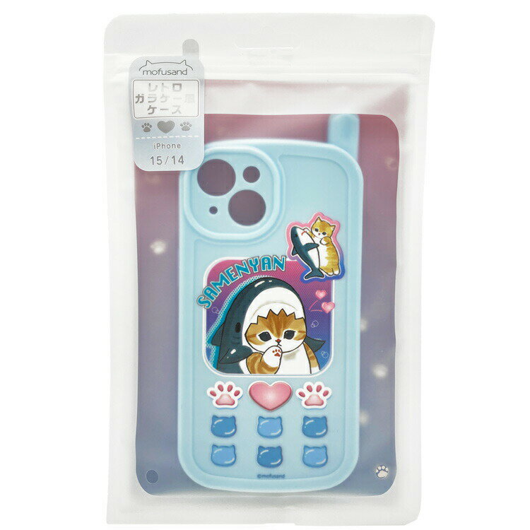 mofusand iPhone15/14 대응 레트로 가라케풍 케이스 112466 모프샌드 ぢの X 구 Twitter 인스타 SNS 고양이