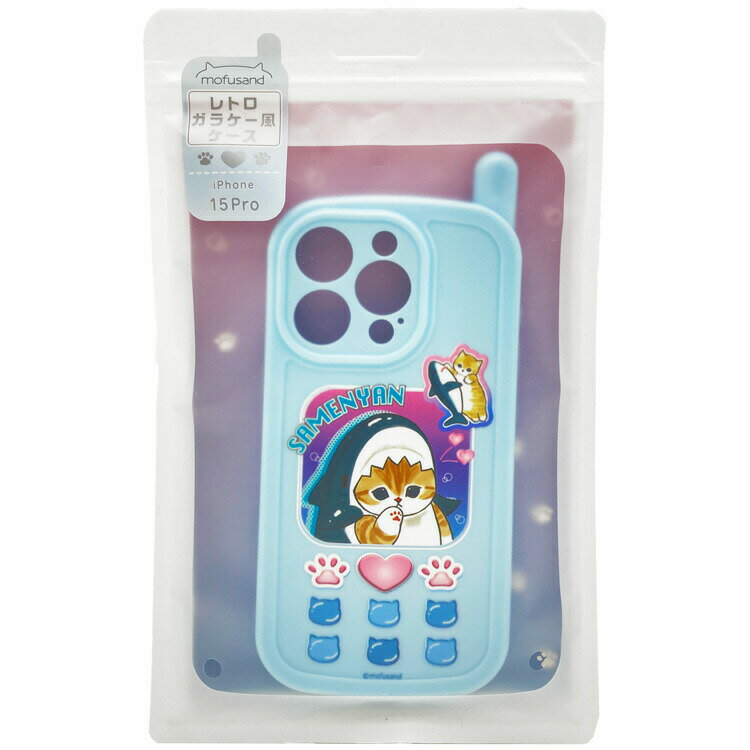 mofusand iPhone15Pro 대응 레트로 갈라케이풍 케이스 112473 모프샌드 ぢの X 구 Twitter 인스타 SNS 고양이