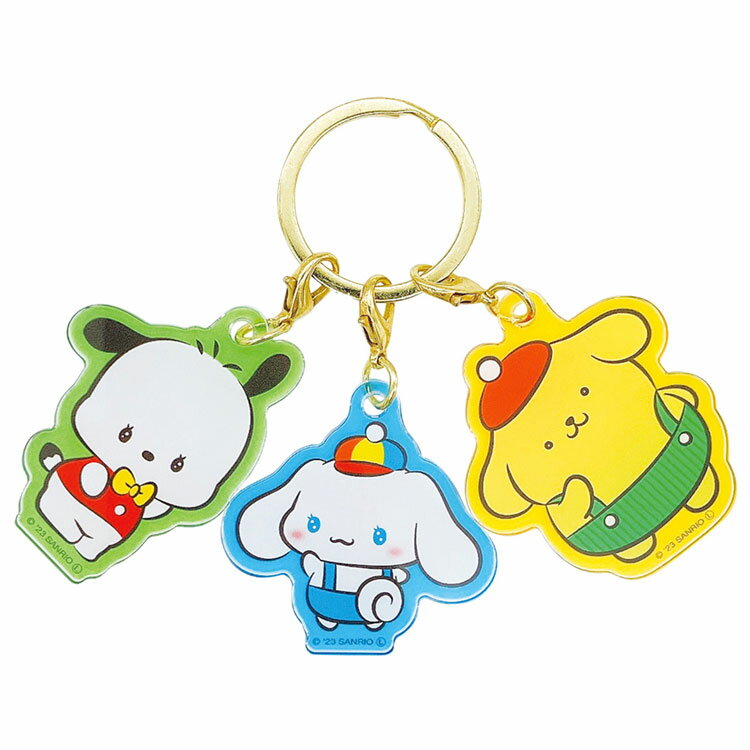 サンリオキャラクターズ 3チャームキーホルダー B 222544 レトロポップ SANRIO ポチャッコ シナモロール ポムポムプリン