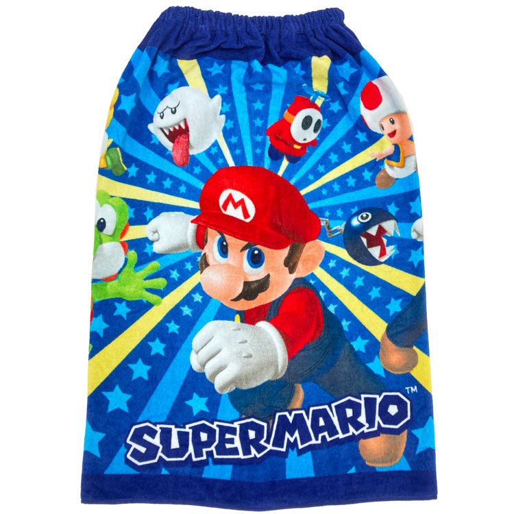 スーパーマリオ マキタオル80cm スターチェイス ブルー 夏 スカートタオル お着替え サマーアイテム 92..