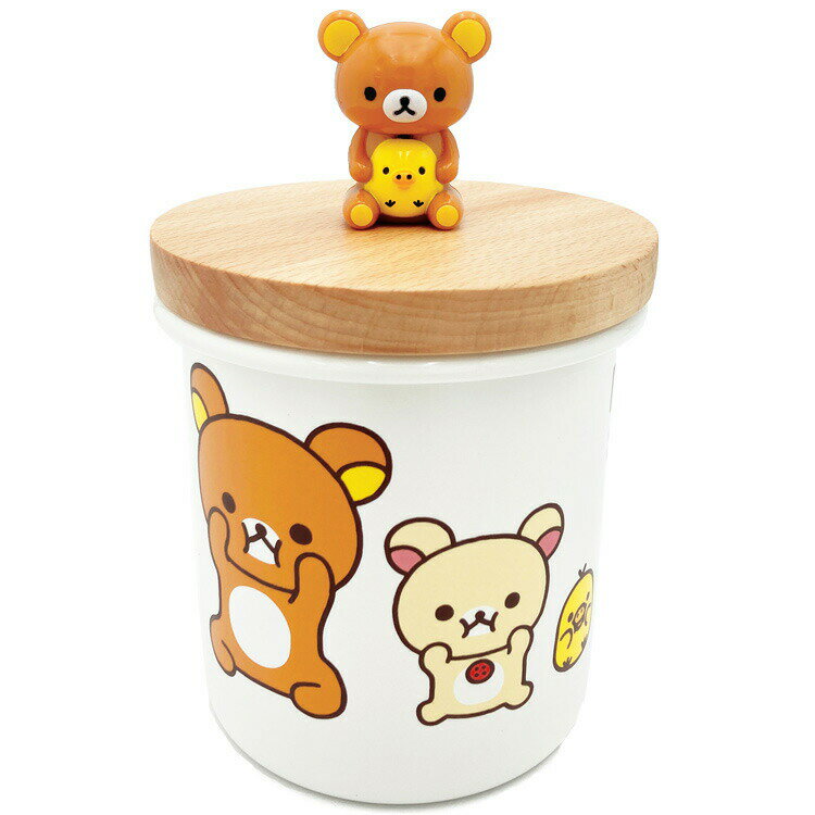 リラックマ ENC8D マスコット付木蓋ホーローキャニスター スケーター