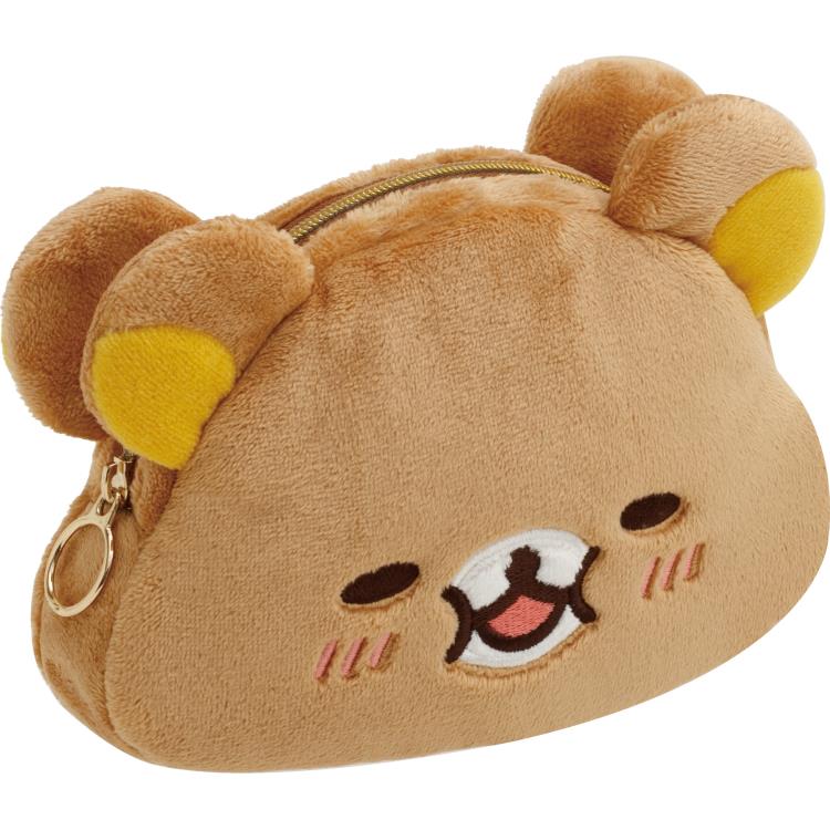 リラックマ まんぷくポーチ みんなでまんぷくまくまく ぬいぐるみポーチ フェイス ダイカット 両面 まんぷく&きゅるきゅる コスメポーチ