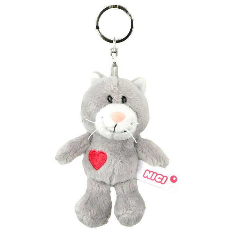 NICI ビーンバッグ グレーキャット 10cm ぬいぐるみキーリング キーホルダー マスコット ニキ 動物 アニマル 猫 ネコ