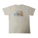 なんでもいきもの Tシャツ L ラッコとカワウソ ライトベージュ よこみぞゆり ティーシャツ 半袖 服 キャラティ キャラT 286553