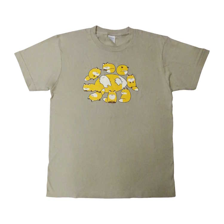 なんでもいきもの Tシャツ L だめぎつね シルバーグレー よこみぞゆり ティーシャツ 半袖 服 キャラティ キャラT 286560