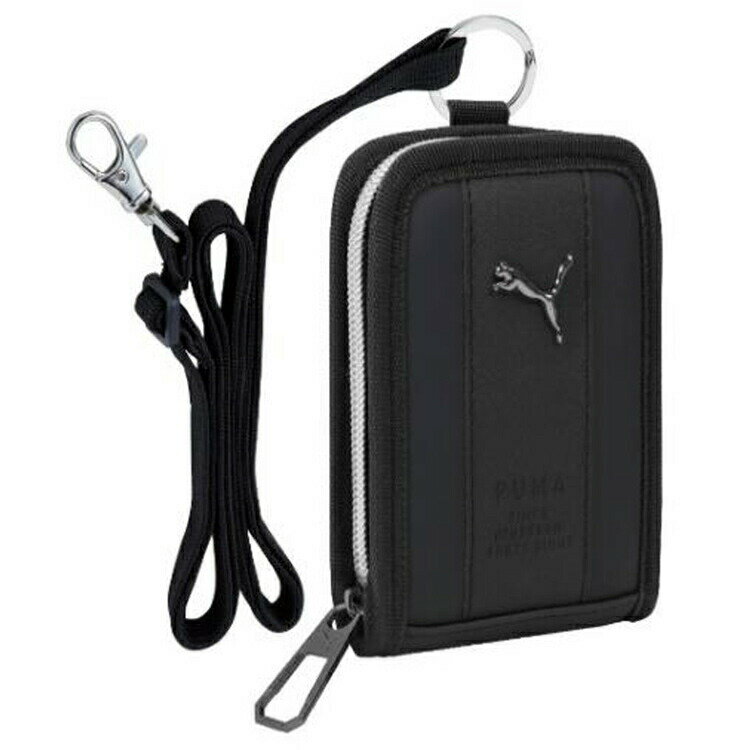 プーマ 縦型マルチウォレット ブラック 195518 PUMA マット調 型押し メタルパーツ付合皮ワッペン