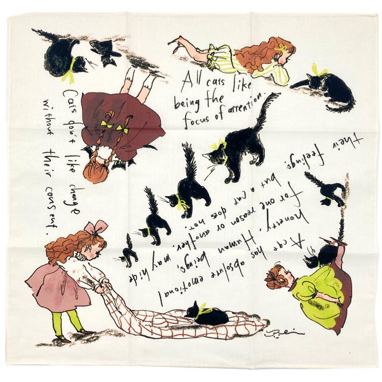 くらはしれい 大判ハンカチ 黒猫 705286 絵本作家 イラストレーター