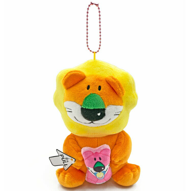 たべっ子どうぶつ ぶるぶるマスコット らいおん BABY 068863 ギンビス オレンジ ボールチェーン付き