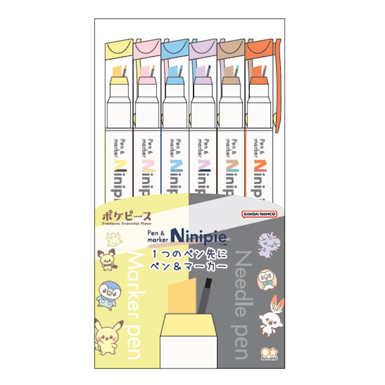포켓몬스터 Ninipie 6개 세트 마커펜 니들펜 6색 6개 1개 2역 포켓피스 781624