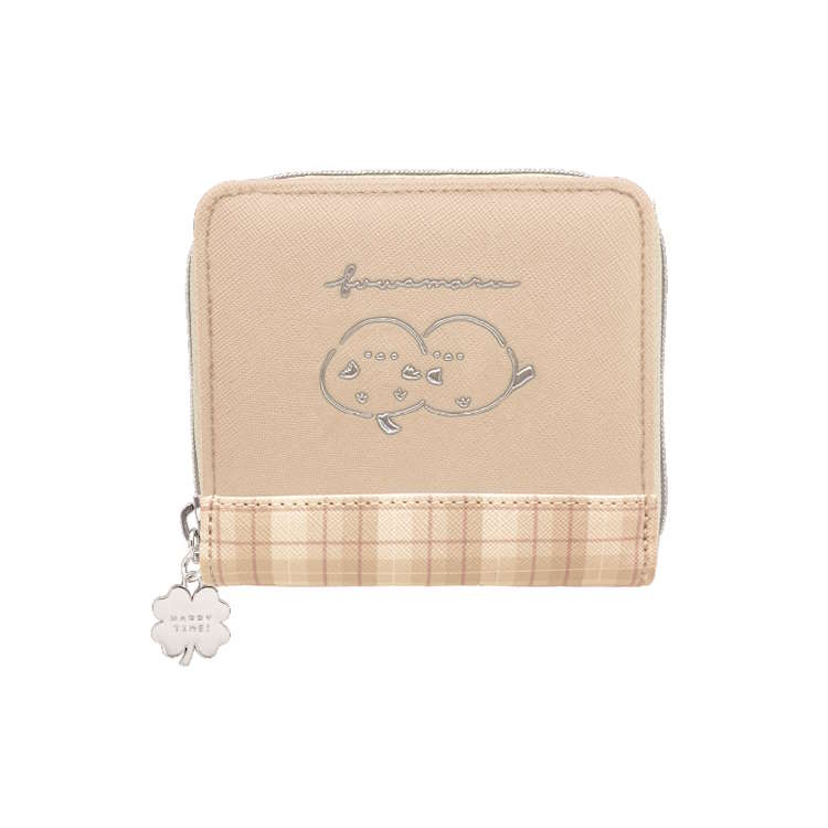 フワマル 二つ折り財布 ベージュ シマエナガ ウォレット さいふ 折り畳み コンパクト 財布 268185
