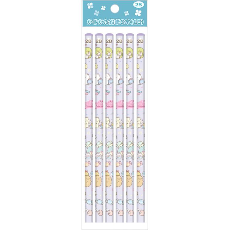 Rakuten - すみっコぐらし かきかた鉛筆6本2B PH22602 ハッピースクール 六角軸 パープル 入園入学
