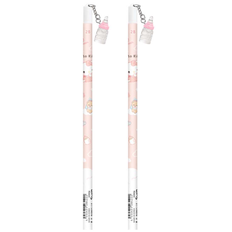 【2本セット】ハローキティ ほにゅう瓶チャーム付き鉛筆2B ベビー えんぴつ 筆記具 筆記用具 284222