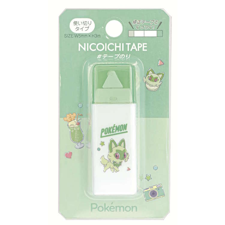 Paste - ポケットモンスター ニコイチテープのり ニャオハ テープのり ニコイチ修正テープとくっつく 携帯 コンパクト 049559