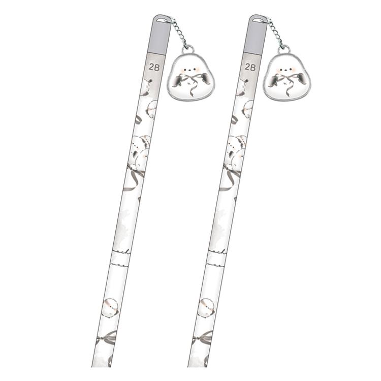 【2本セット】かわいいとり キャストチャーム付き鉛筆 2B モノクロシマエナガ 292975 しまえなが トリ