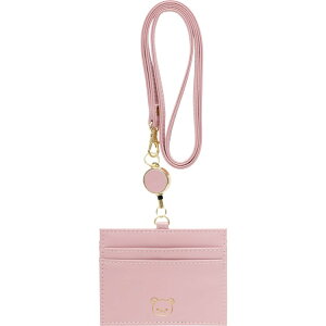 リラックマ リール付IDカードホルダー ピンク オフィス雑貨 こあくまピンク ネックストラップ 合皮