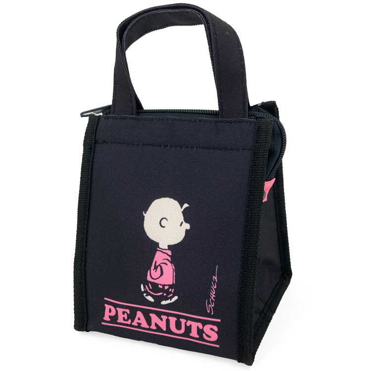 スヌーピー ランチバッグスクエア SS チャーリーブラウン ブラック 弁当袋 弁当バッグ 手提げバッグ ア..