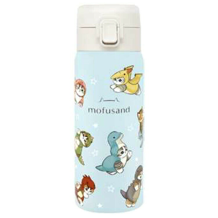 乐天商城 - mofusand ステンレスワンプッシュボトル 350ml 保温/保冷 かいじゅうにゃん 総柄 048911 モフサンド もふもふにゃんこ ぢゅの