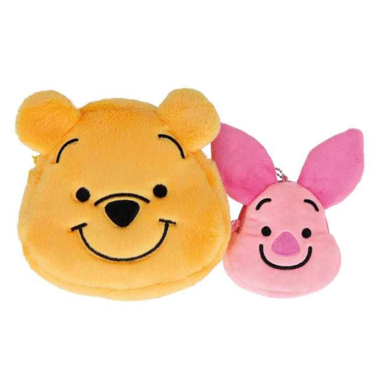 くまのプーさん なかよしポーチセット プー ピグレット フェイス型ポーチ ダイカット 2個セット 仲良し ふわふわ 小物入れ 788159