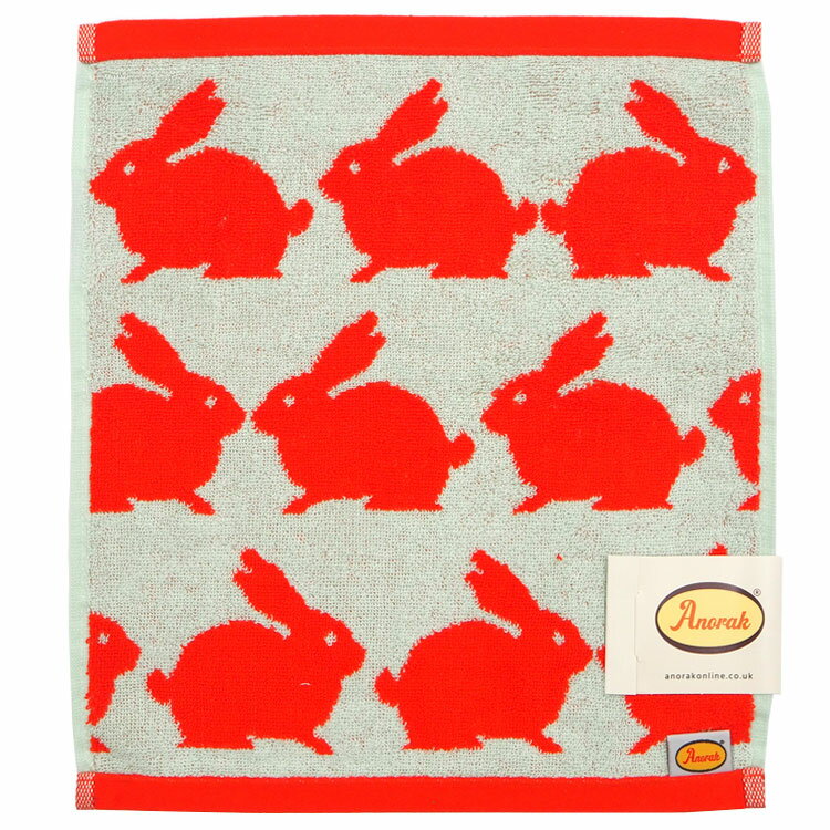アノラック ウォッシュタオル ラビッツ Anorak 660296 うさぎ レッド 赤 ミニタオル ハンカチタオル
