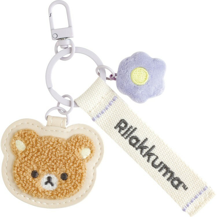 乐天商城 - リラックマ ワッペンキーホルダー リラックマ BASIC RILAKKUMA Flower ベーシック フラワー サガラ刺しゅう