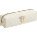 リラックマ ペンポーチ BASIC RILAKKUMA Flower ベーシック フラワー ペンケース ホワイト シンプル ワンポイント 刺しゅう