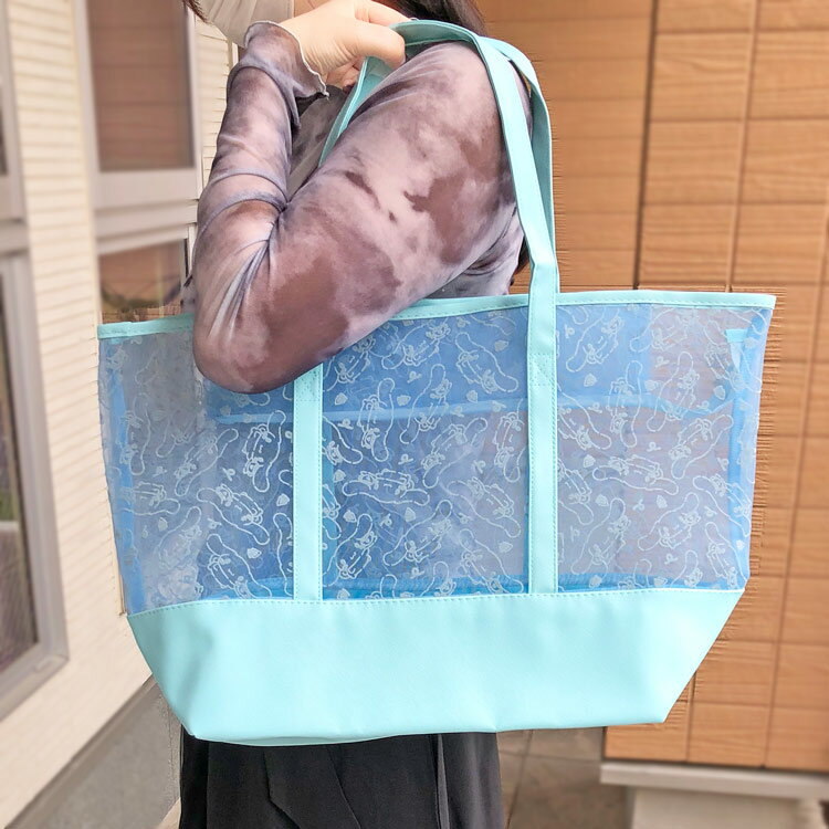 乐天商城 - シナモロール チュールフロッキーワイドトート 422113 CINNAMOROLL ブルー