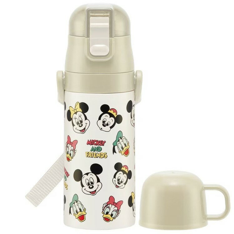 ディズニー ミッキー&フレンズ SKCP3 2WAYステンレスボトル 子供用 400ml/350ml 水筒 ストローボトル ショルダー コップ付 ワンプッシュ 直飲み 保温保冷