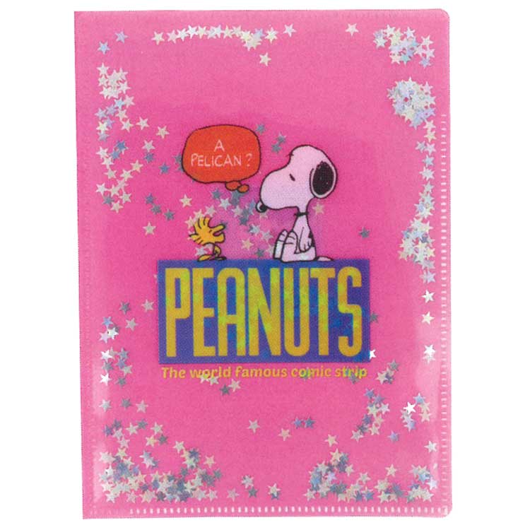 乐天商城 - スヌーピー スパンコール入クリアファイルA5W ピンク 610108 ピーナッツ コミカルシーンズ 第2弾 PEANUTS
