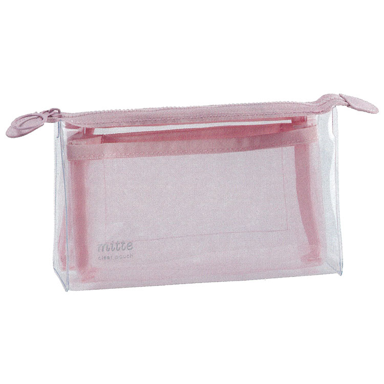 mitte クリアポーチ メッシュ マチ ピーチソーダ 650739 ミッテ サンスター文具