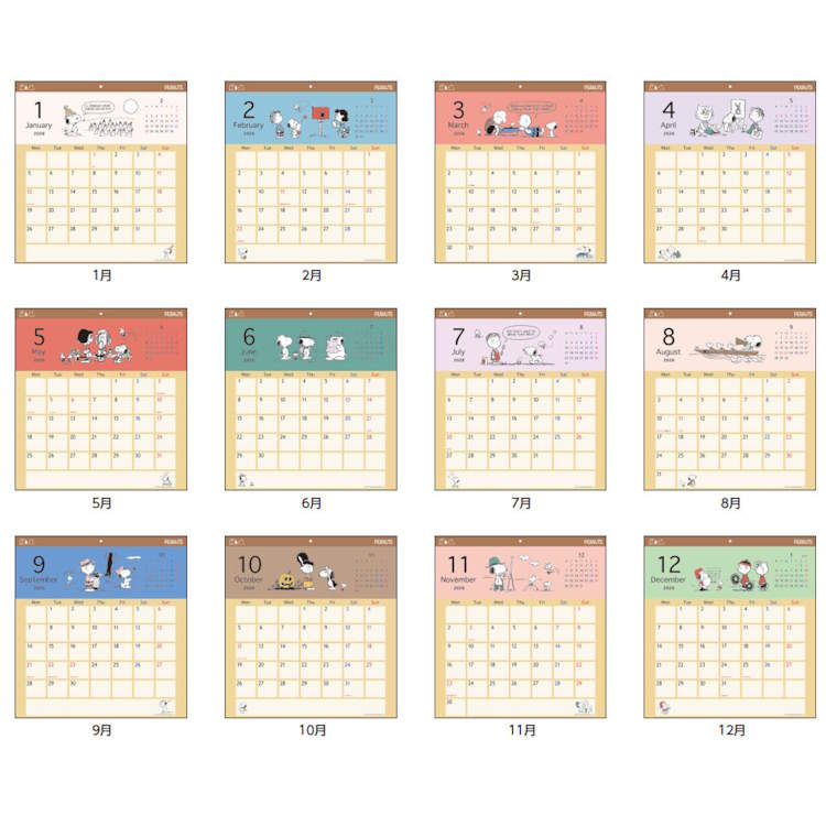 スヌーピー 2026年カレンダー ウォールカレンダースクエア 壁掛け 799612