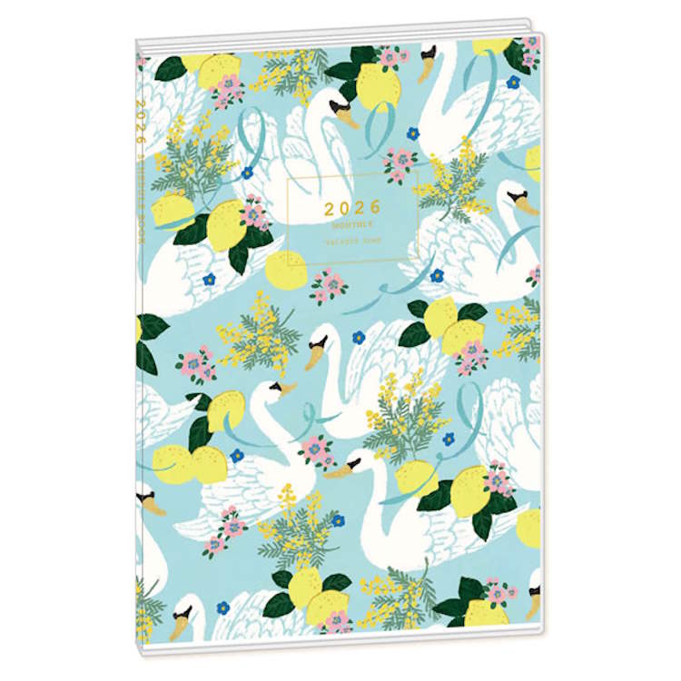 Tomoko Hayashi 手帳 2026年スケジュール帳 2025年10月始まり・B6 マンスリー スワンとレモン 965050(3.0)