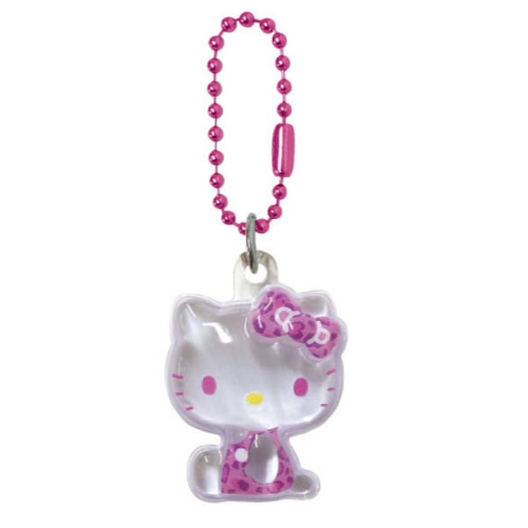 ハローキティ ぷっくりったいプチボールチェーン ヒョウ柄 ピンク キーホルダー ダイカット マスコット 立体 609924
