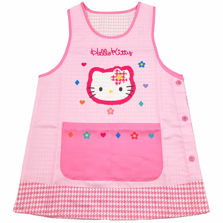 Gingham Aprons - ハローキティ エプロン 大寸 転写脇釦 3L〜4L ピンク 898485 カオハナ柄 SANRIO 大人用 レディース 大きめサイズ メンズ
